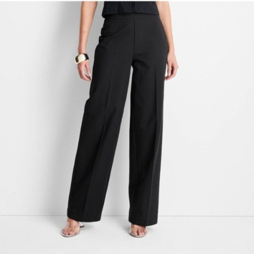 Future Collective Jenee Naylor Hi Rise Straight Leg Tailored Trousers Sz 10 NEW